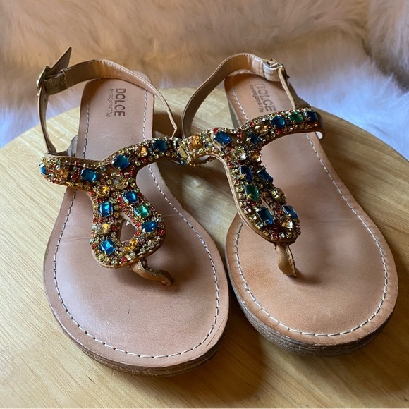 Dolce Shoes Sandal’s Women’s Size 9M Slip On Gems - Picture 7 of 11